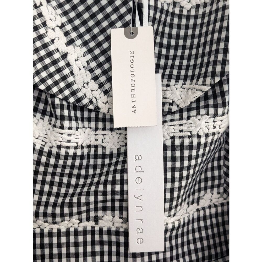 NWT Anthropologie Adelyn Rae Gingham Romper Small S One Shoulder Black White New - Picture 5 of 11